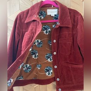 Rust red corduroy jacket with contrasting lining